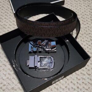 Michael Kors Dark Brown Belt with Silver Buckle Set Cut To Size.